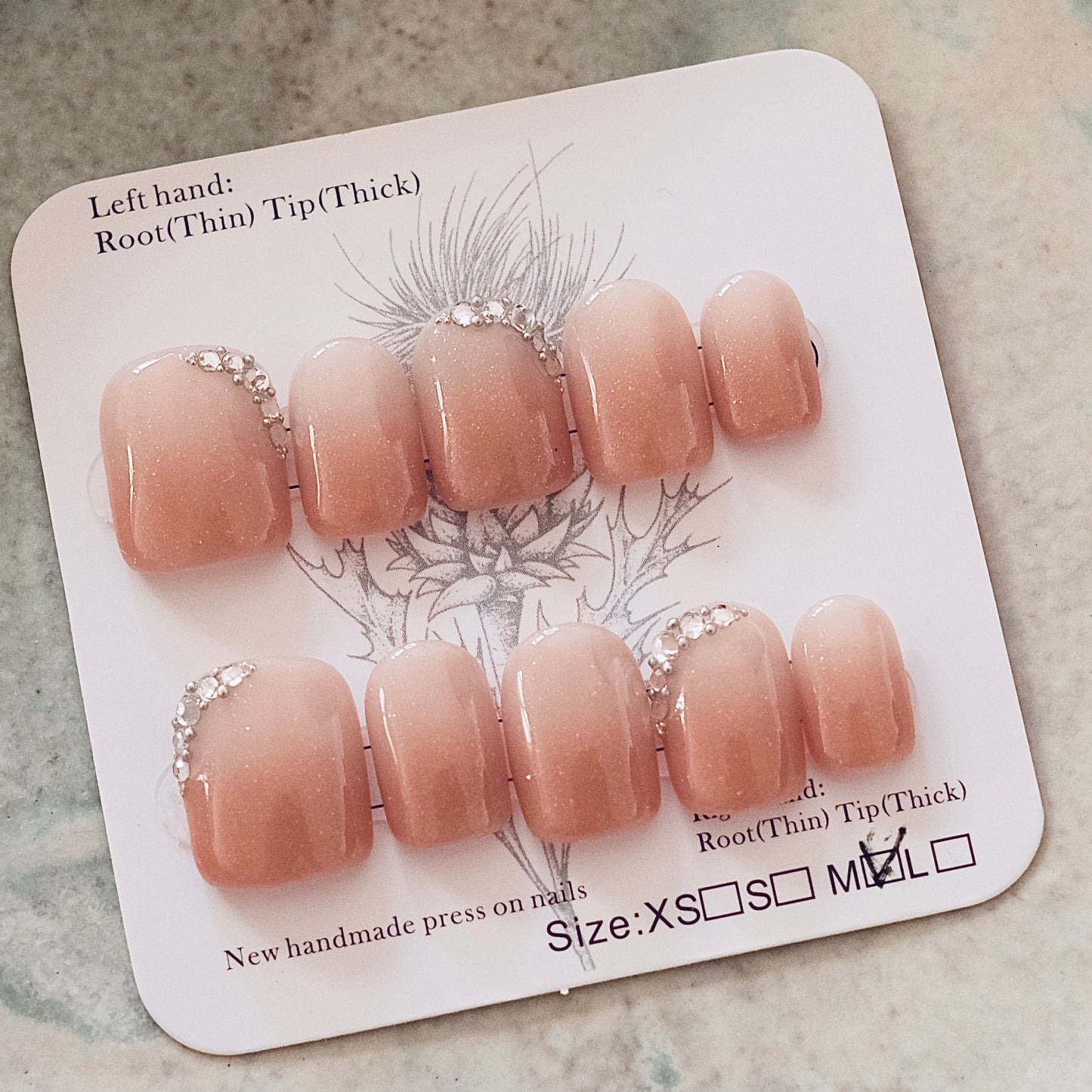 Handmade Press On Nails - Gradient Pink