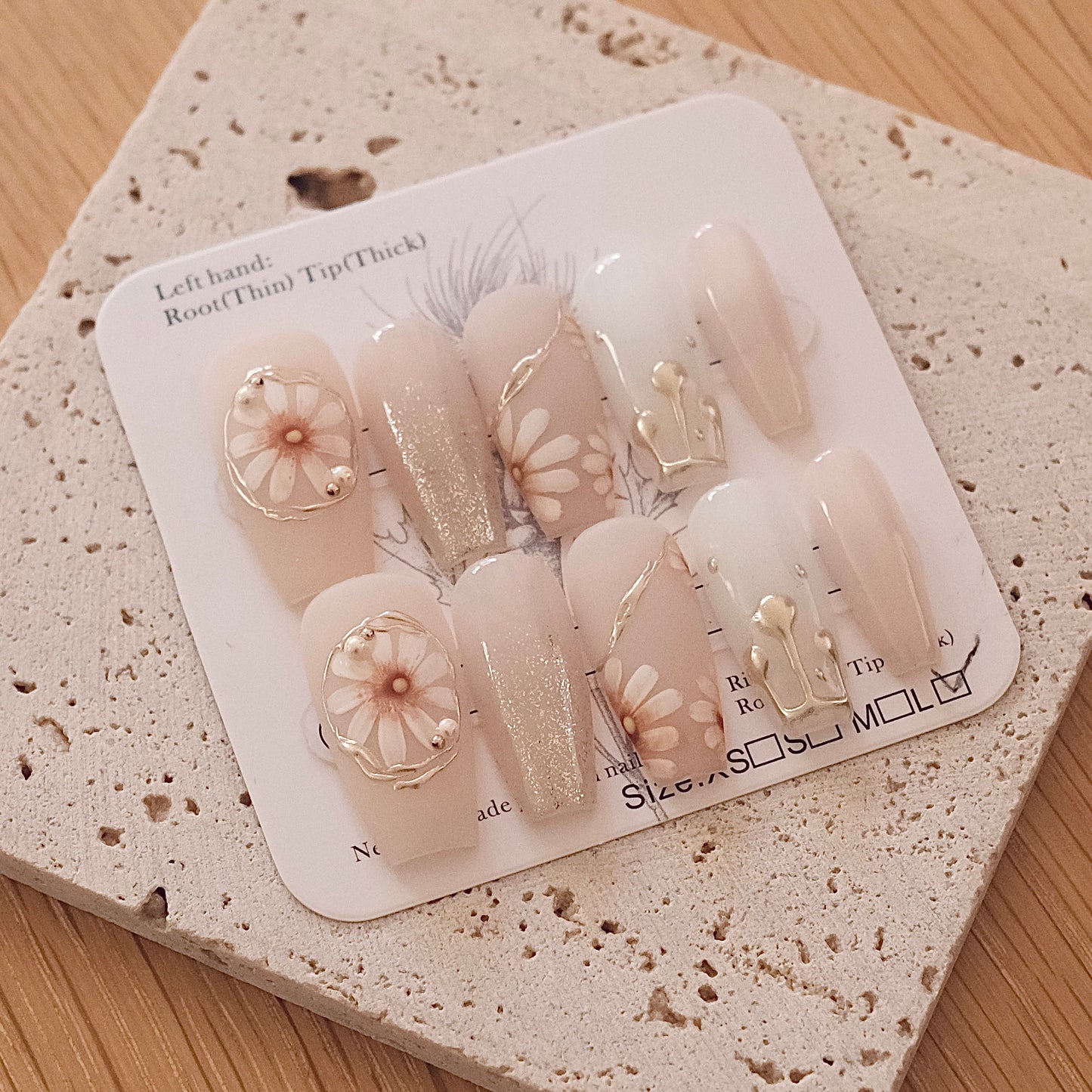 Handmade Press On Nails - Peony Blush