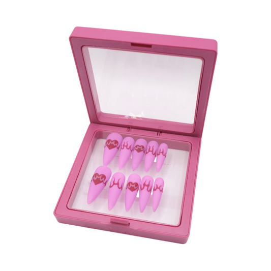 Handmade Press On Nails - Heart (Long Stiletto)