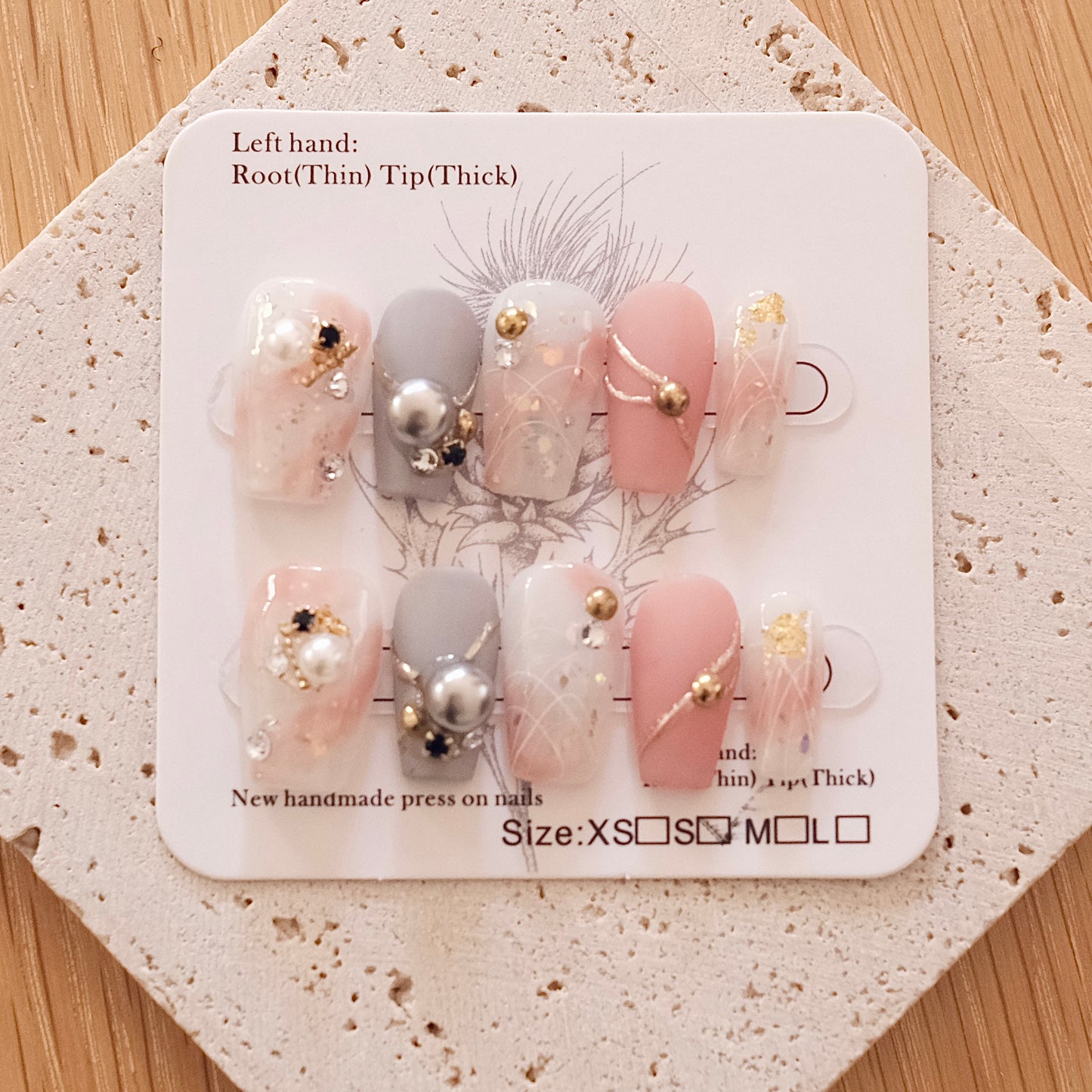 Handmade Press On Nails - Pearl Pink
